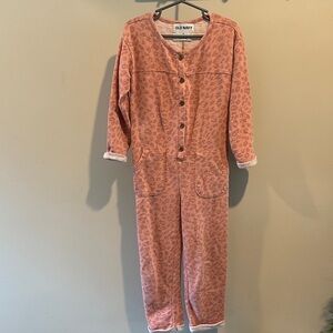 Old Navy 5T Pink Animal Print Long Sleeve Knit Romper